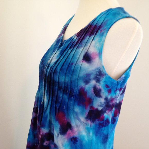 Vintage 90s LL Bean Linen Dress Tie Dye size M - Picture 6 of 15